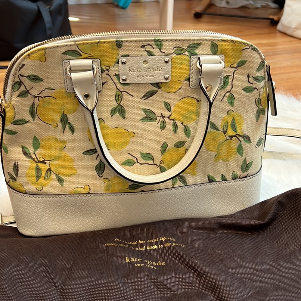 Lemon print canvas and leather Kate Spade handbag